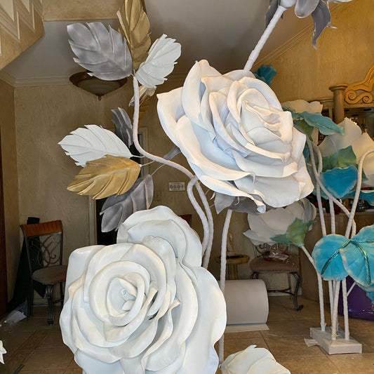 Church Stage Decor Ideas: Giant White Rose Arrangement