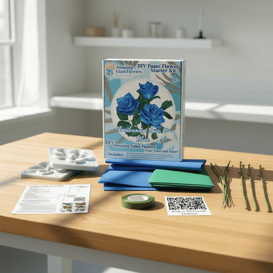 Blue Floribunda Rose Handheld Kit - Bloom & Shape (3 Flowers) - amazinggiantflowers