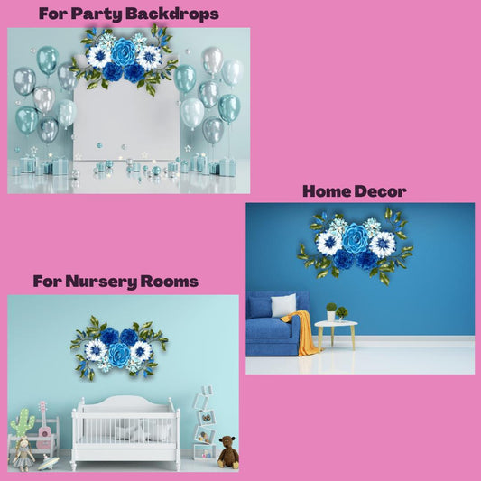 Blues and Whites DIY Foam Wall Flower Kit