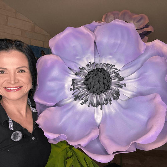 Flourishing Growth Giant Flower Backdrop – Featuring Yellow Marigolds, Blue Water Lilies, and Lavender Anemones
