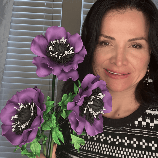 Purple Anemone Handheld Kit - Bloom & Shape (3 Flowers) - amazinggiantflowers