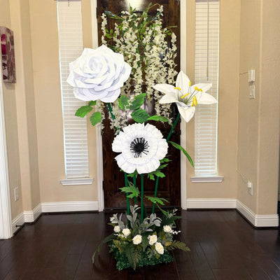 6ft Wisteria Flower Tree | White Lily Rose Anemone | Wedding & Funeral Decor - amazinggiantflowers