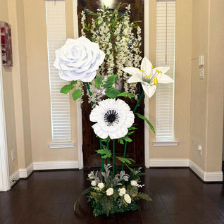 6ft Wisteria Flower Tree | White Lily Rose Anemone | Wedding & Funeral Decor