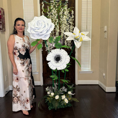 6ft Wisteria Flower Tree | White Lily Rose Anemone | Wedding & Funeral Decor - amazinggiantflowers