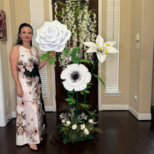 6ft Wisteria Flower Tree | White Lily Rose Anemone | Wedding & Funeral Decor