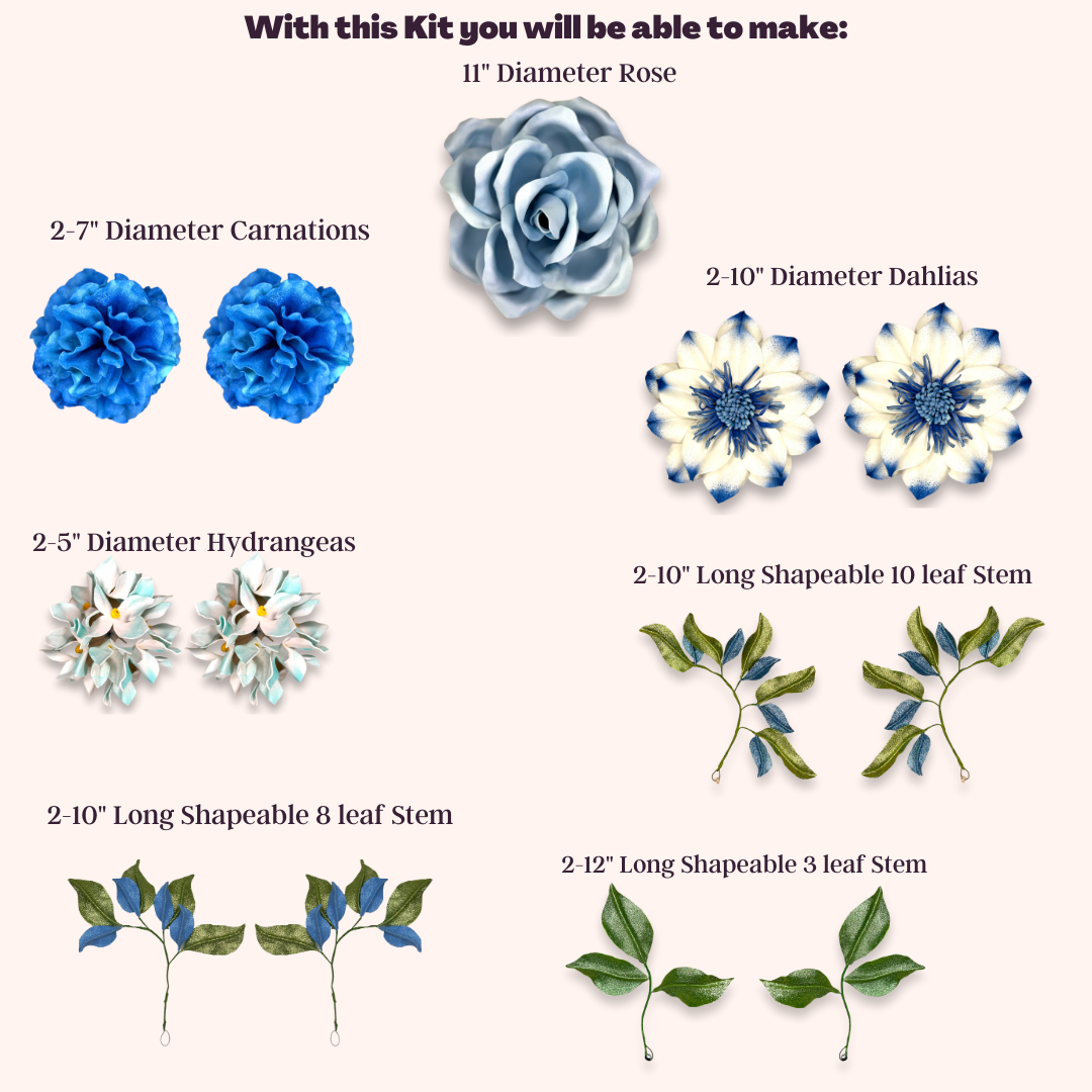 Blues and Whites DIY Foam Wall Flower Kit