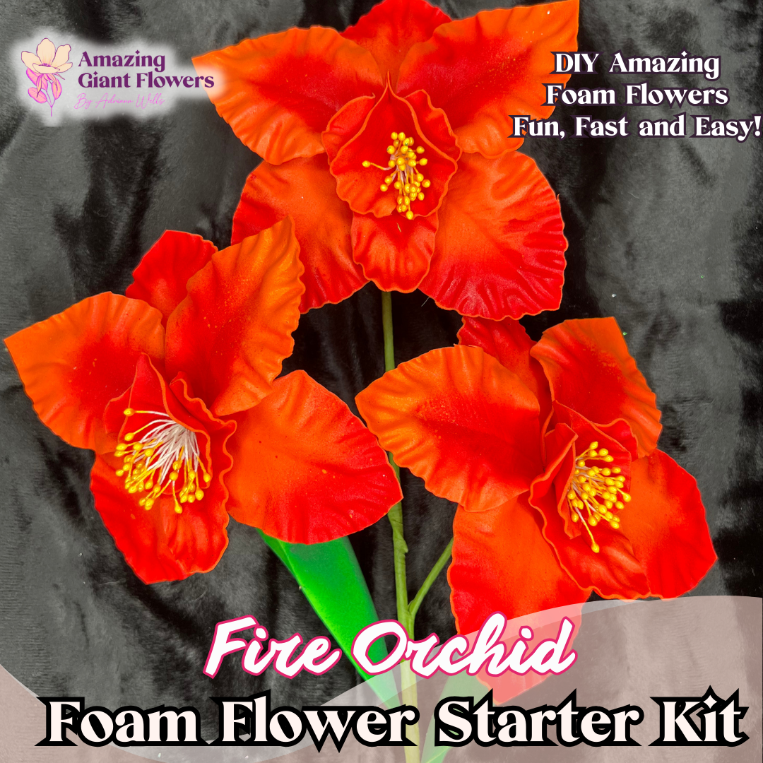 "Bold Blooms: DIY Fire Orchid Flower Kit – Perfect for Beginner Crafters"