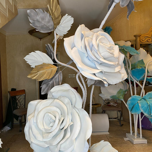 Church Stage Decor Ideas: Giant White Rose Arrangement