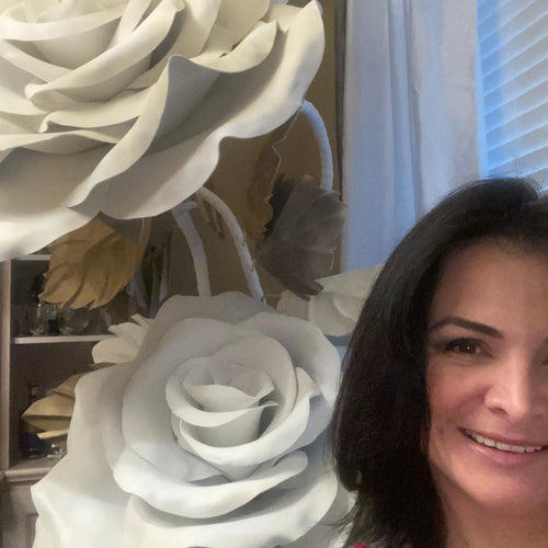 Church Stage Decor Ideas: Giant White Rose Arrangement