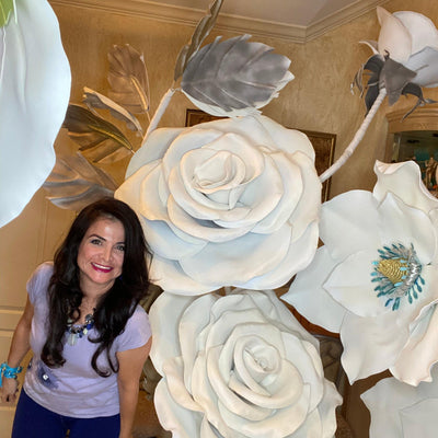 Church Stage Decor Ideas: Giant White Rose Arrangement