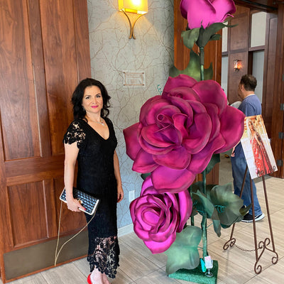 Corporate Event Decor Ideas: Fuschia Red Rose Arrangement