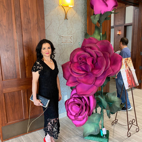 Corporate Event Decor Ideas: Fuschia Red Rose Arrangement