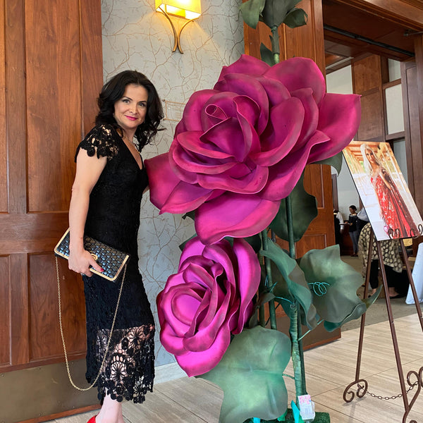 Corporate Event Decor Ideas: Fuschia Red Rose Arrangement