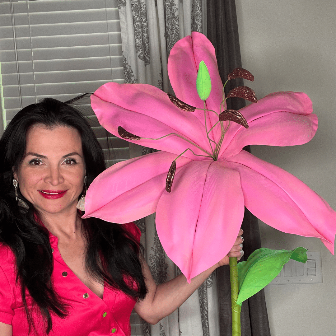 "Giant Standing Lily with Glitter Pistils | Sparkling Elegance for Glamorous Events"