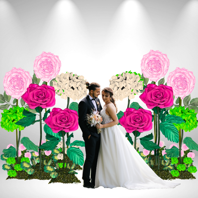 Wedding Bliss Bundle: 12 Giant Flower Backdrop Flowers-Hydrangeas, Roses and Peonies