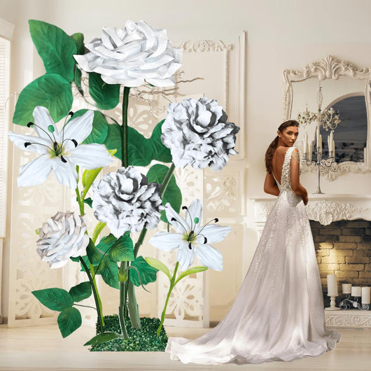 Wedding Flower Rentals-All-White Elegance Set - amazinggiantflowers-Wedding Flower Rentals