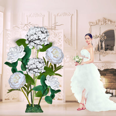 All-White Elegance Giant Flower Backdrop White Hydrangeas. White Roses. White Peonies. Big. Bold. Beautiful.