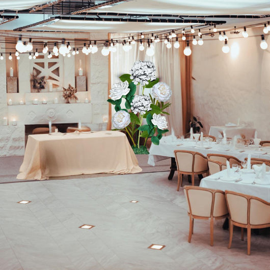 All-White Elegance Giant Flower Backdrop White Hydrangeas. White Roses. White Peonies. Big. Bold. Beautiful.