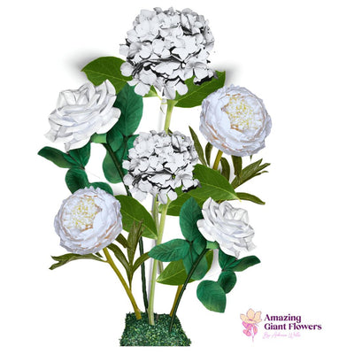 All-White Elegance Giant Flower Backdrop White Hydrangeas. White Roses. White Peonies. Big. Bold. Beautiful.