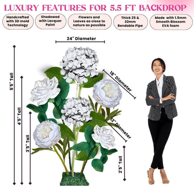 All-White Elegance Giant Flower Backdrop White Hydrangeas. White Roses. White Peonies. Big. Bold. Beautiful.