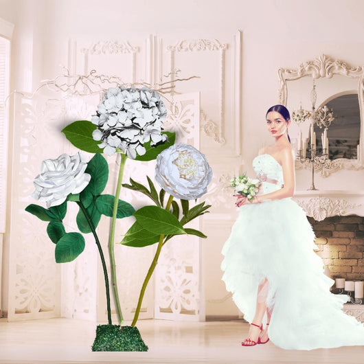 All-White Elegance Giant Flower Backdrop White Hydrangeas. White Roses. White Peonies. Big. Bold. Beautiful.