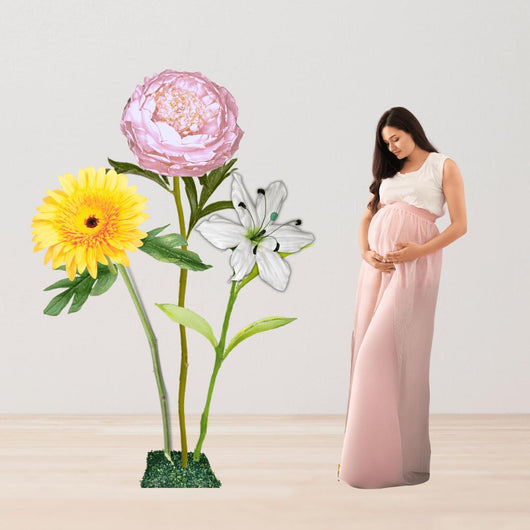 Baby’s First Light Giant Flowers – Featuring Pink Peonies, White Lilies, and Soft Yellow Gerberas