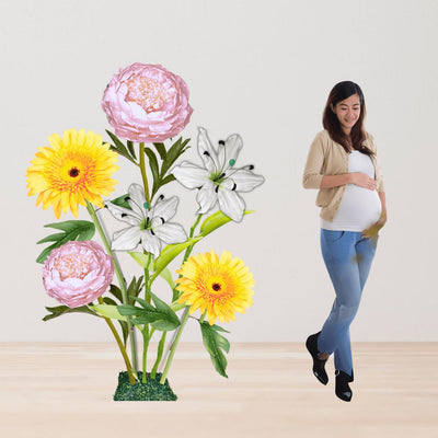 Baby’s First Light Giant Flowers – Featuring Pink Peonies, White Lilies, and Soft Yellow Gerberas
