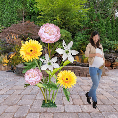 Baby’s First Light Giant Flowers – Featuring Pink Peonies, White Lilies, and Soft Yellow Gerberas
