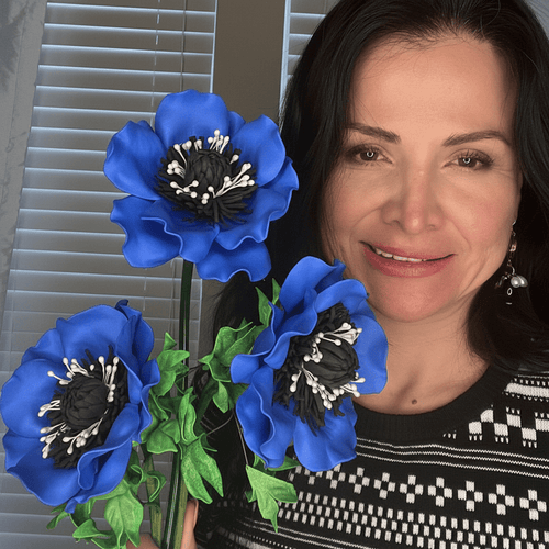 Blue Anemone Handheld Kit - Bloom & Shape (3 Flowers)