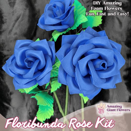 Blue Floribunda Rose Handheld Kit - Bloom & Shape (3 Flowers) - amazinggiantflowers