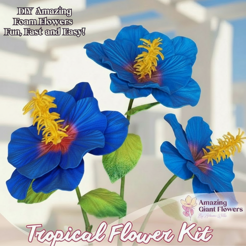 Blue Tropical Flower Handheld Kit - Bloom & Shape (3 Flowers)