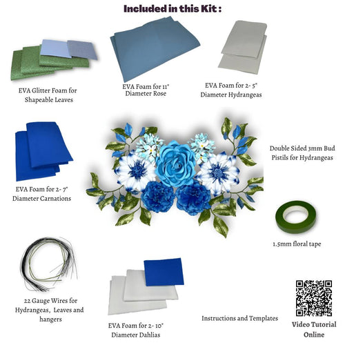 Blues and Whites DIY  Foam Wall Flower Kit