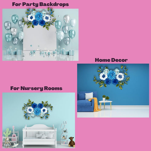 Blues and Whites DIY  Foam Wall Flower Kit