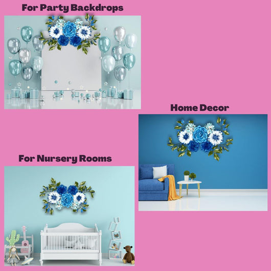 Blues and Whites DIY Foam Wall Flower Kit