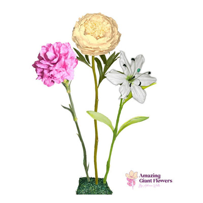 Bundle of Joy Giant Flower Backdrop – Featuring Yellow Peonies, Pink Carnations, and White Lilies