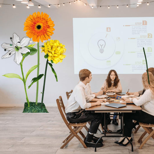 Business Blossom Giant Flower Entrance Arrangement – Featuring Orange Gerberas, White Lilies, and Yellow Marigolds