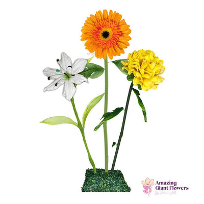 Business Blossom Giant Flower Entrance Arrangement – Featuring Orange Gerberas, White Lilies, and Yellow Marigolds