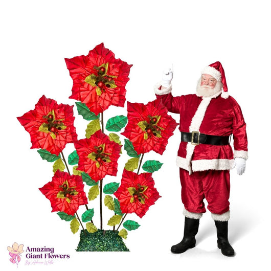 Christmas Decor-Giant Poinsettia Flowers Display