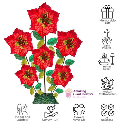 Christmas Decor-Giant Poinsettia Flowers Display