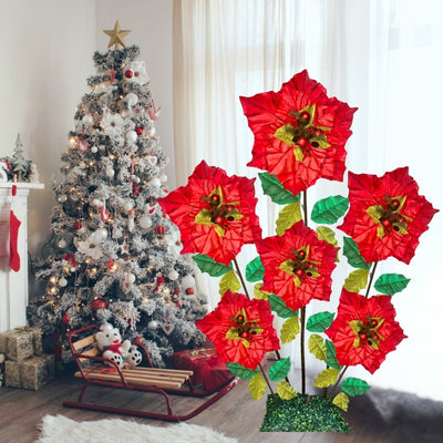 Christmas Decor-Giant Poinsettia Flowers Display