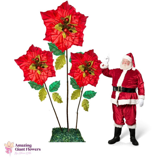 Christmas Decor-Giant Poinsettia Flowers Display