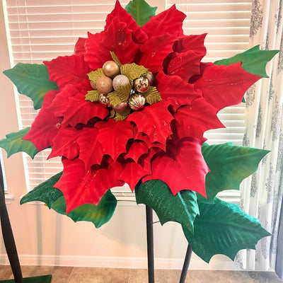 Christmas Decor-Giant Poinsettia Flowers Display