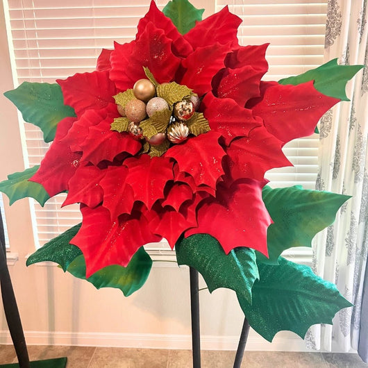 Christmas Decor-Giant Poinsettia Flowers Display