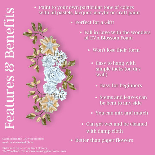 DIY Blush and Whites Foam Wall Flower Kit