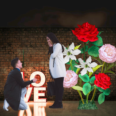 Everlasting Love Giant Flower Backdrop – Featuring Red Roses, White Lilies, and Pink Peonies