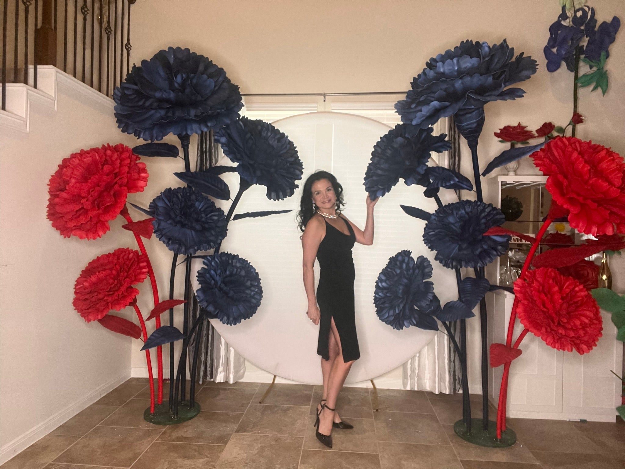 Blue and Red Carnation Flowers for Capital One Corporate Event