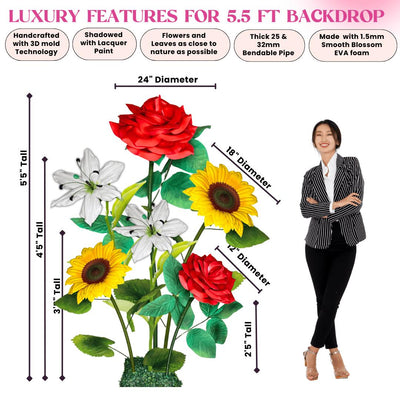 Gift of Grace Giant Flower Backdrop – 5.5 ft Tall Customizable Floral Display