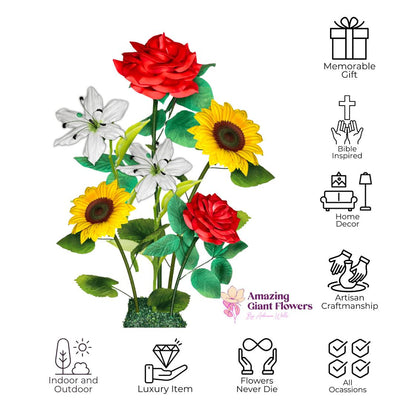 Gift of Grace Giant Flower Backdrop – 5.5 ft Tall Customizable Floral Display