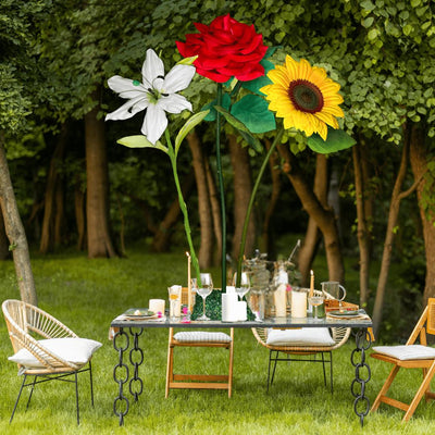 Gift of Grace Tall Table Centerpiece – White Lily, Yellow Sunflower, and Red Rose, 12 and 18"" Diameter Flowers