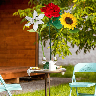 Gift of Grace Tall Table Centerpiece – White Lily, Yellow Sunflower, and Red Rose, 12 and 18"" Diameter Flowers